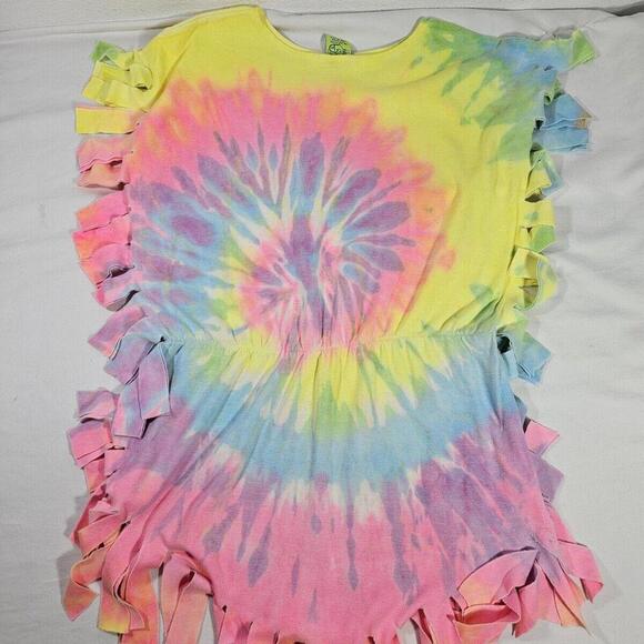 Vintage Tie Dye Sun Dress Fringed Beach Coverup - Picture 1 of 7